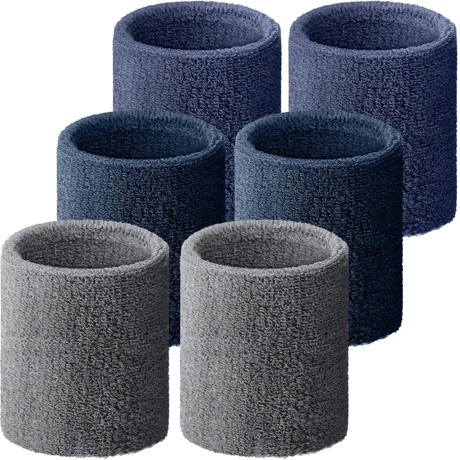 Willbond Wrist Sweatbands, Sports Sweatbands for Competition, Sweat Absorbent, for Basketball, Tennis, Football, Running and Work (Pack of 6)
