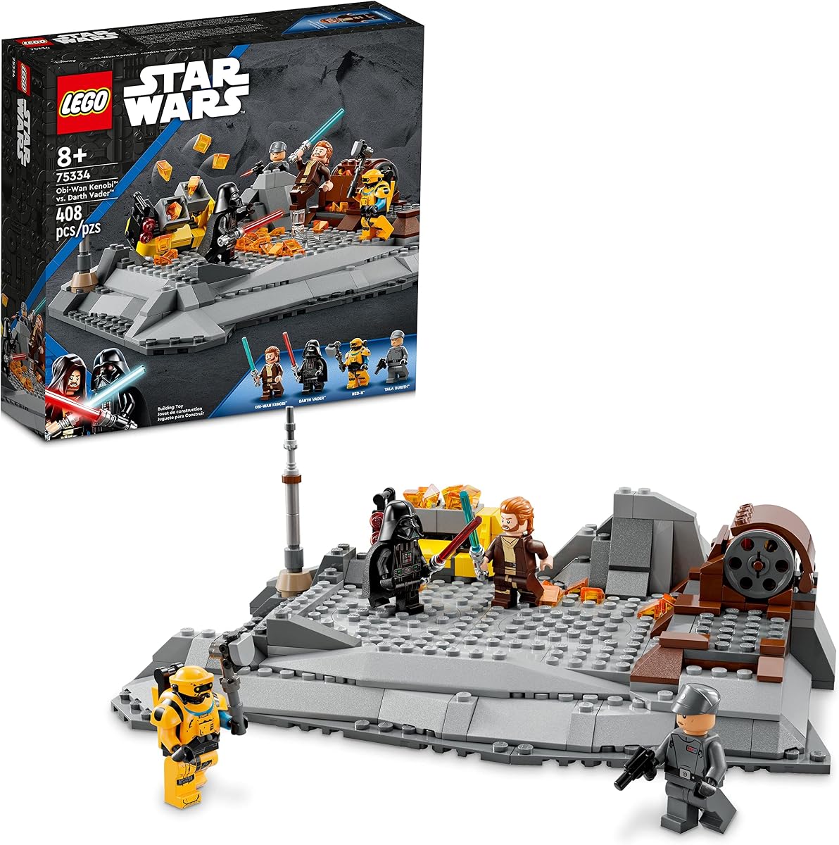 Star Wars OBI-Wan Kenobi vs. Darth Vader 75334 Building Toy Set - Features 4 Minifigures with Lightsabers for Buildable Battles, Great Collectible Gift for Kids, Boys, and Girls Ages 8+