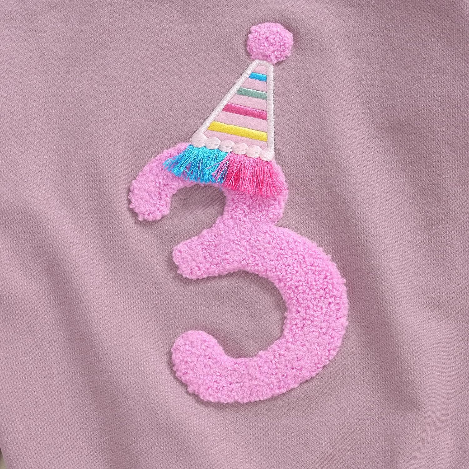 Lamuusaa Toddler Baby Girl Birthday Outfit Number 1/2/3/4/5/6 Embroidery Sweatshirt Oversized Shirts Short Sleeve T-shirt - Image 5
