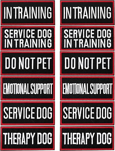 Pistha 12 piezas de arnés táctico removible para perro, parches de chaleco para perro de servicio, parches de chaleco para perro "Do Not Pet" en