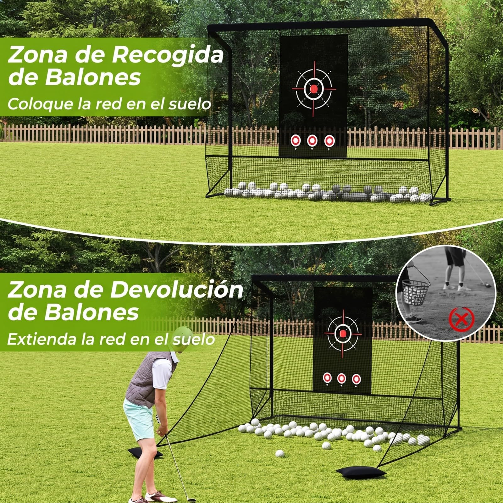 COSTWAY Red de Práctica Golf, Redes Laterales Desmontables