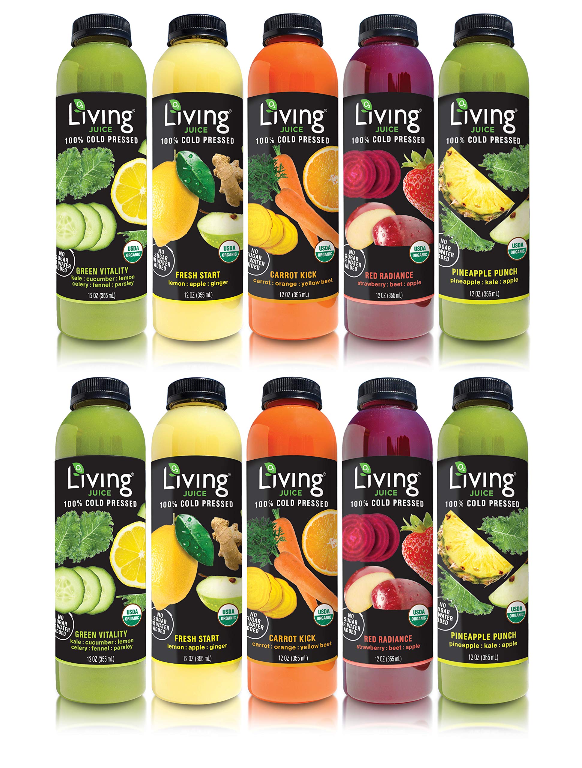 Buy O2 Living Juice Organic ColdPressed Variety Pack, No Sugar or