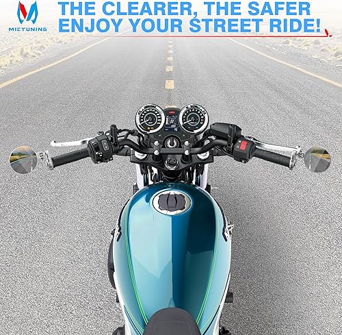 Vista 14 de MICTUNING Espejos universales para motocicleta, espejo lateral redondo plegable de 3 pulgadas compatible con Honda, scooter, Suzuki, Yamaha
