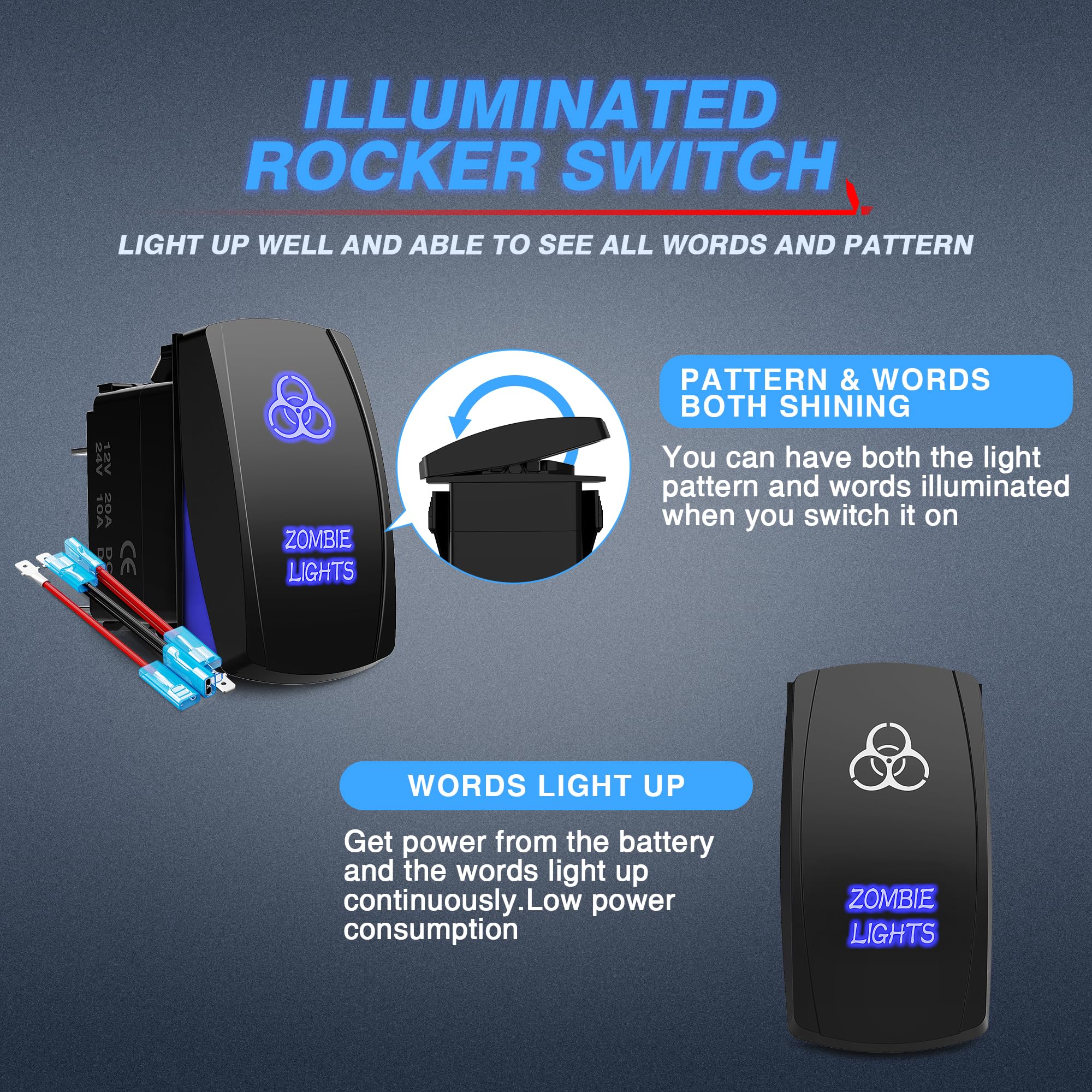 MicTuning MIC-LSZ1, 5 Pin Zombie Rocker Switch On-Off LED Light