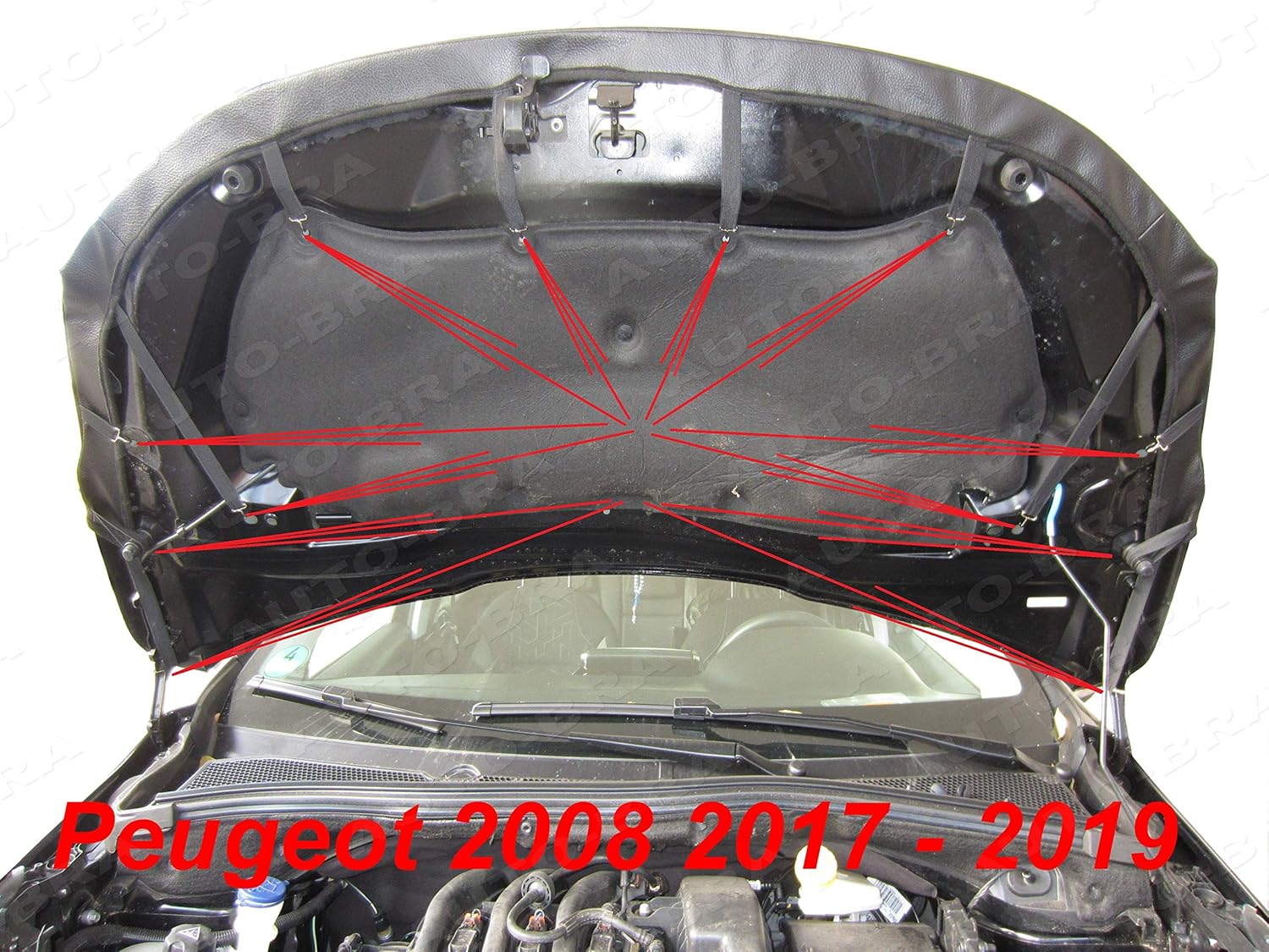 AB3-0059 CAR Hood Bra Compatible with Peugeot 2008 2017-2019 Front End Nose Mask Bonnet Bra STONEGUARD Protector Tuning