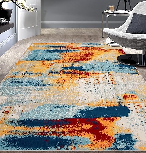 Rugshop Sky Collection Novel - Alfombra abstracta de 3 pies 3 pulgadas x 5 pies, multicolor