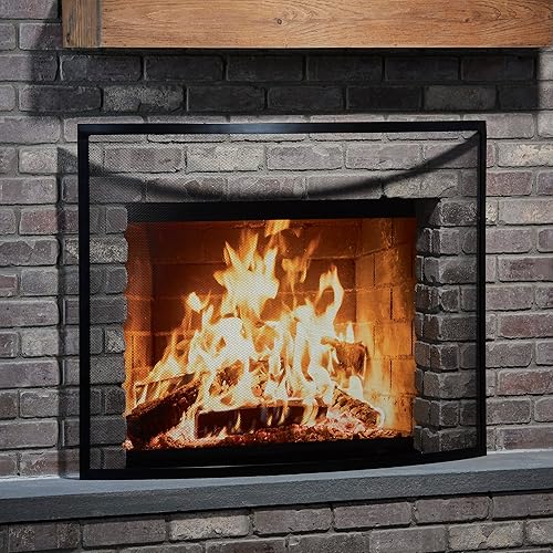 Miniatura 3 de UniFlame, S-1042, pantalla negra curvada de la chimenea del hierro forjado del solo panel