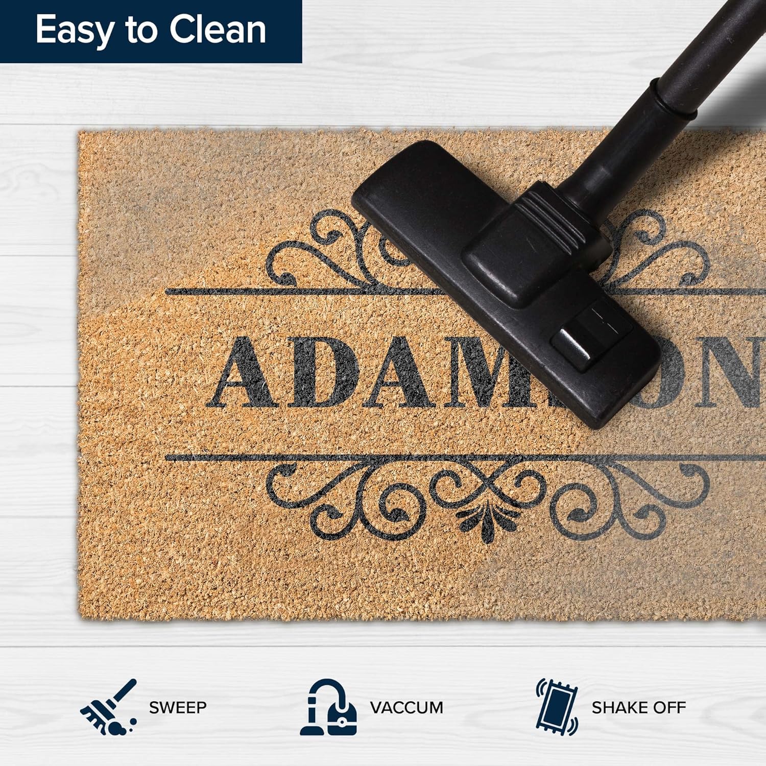 Custom Home Coir Doormat, Personalized Name Front Door Mat Indoor/Outdoor Heavy Duty Backing, 24x16" Inches, Coir Material, Made in USA