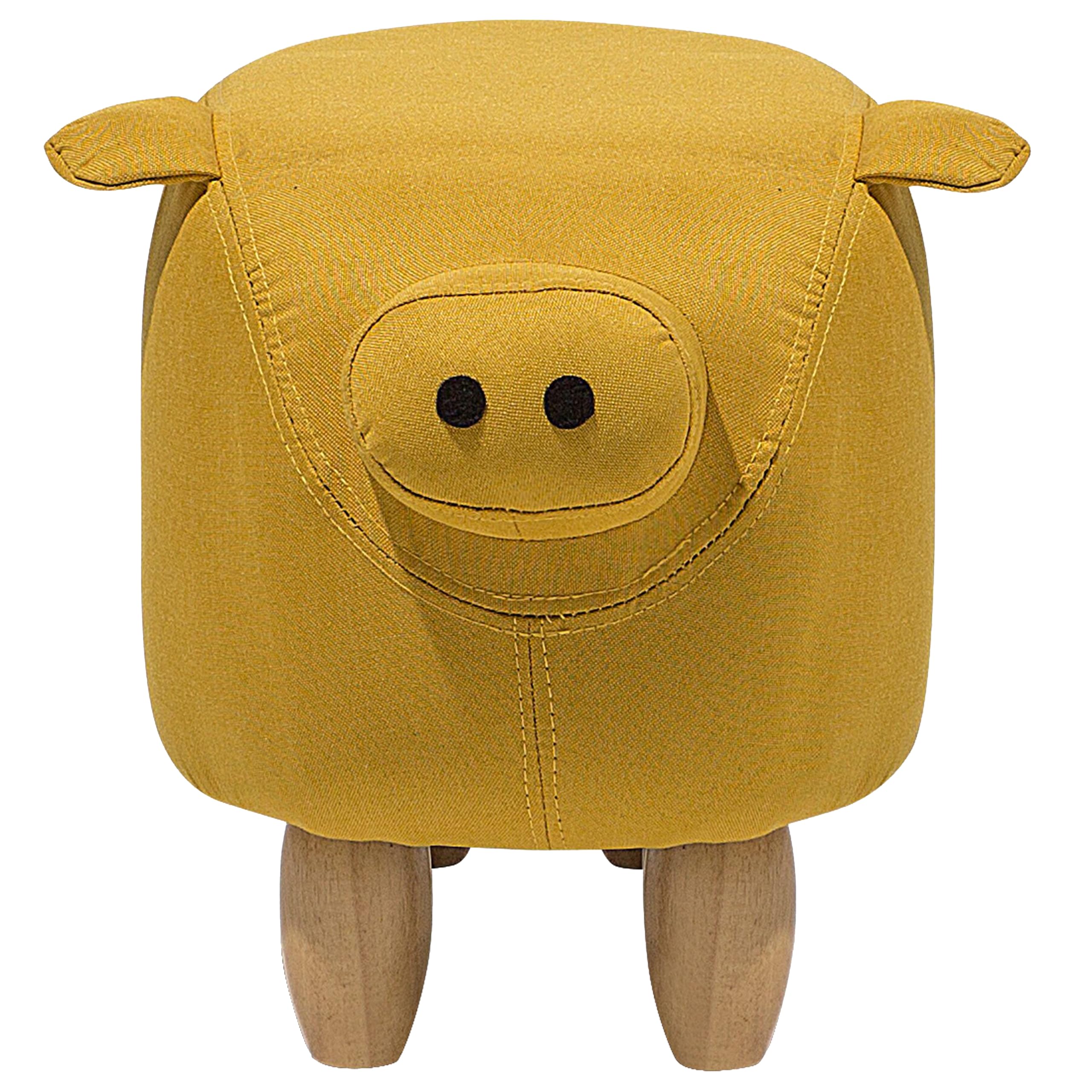 Beliani Verspielter Schweinchen-Hocker in Gelb Tierhocker für Kinder Piggy