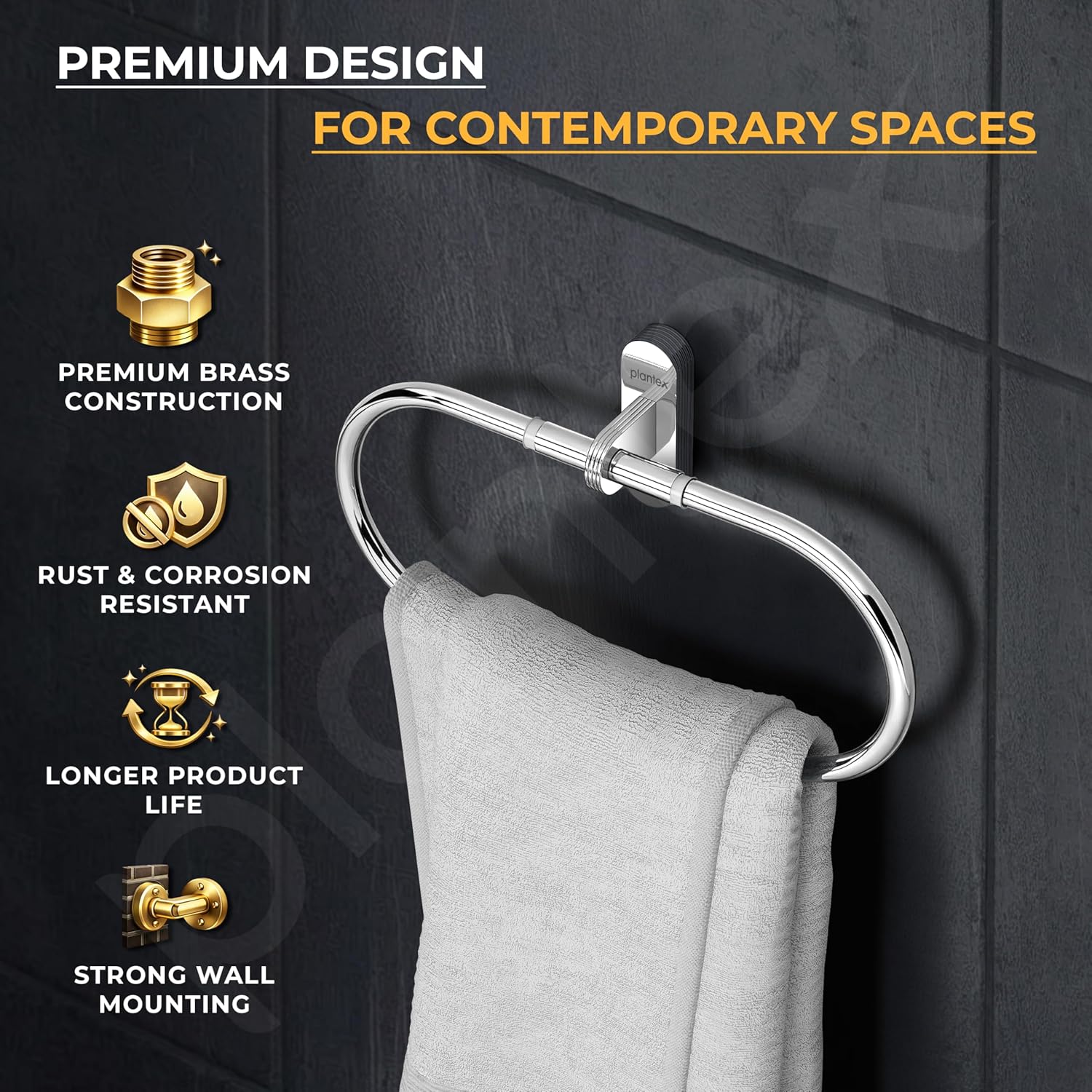 Towel Ring for Bathroom/Pure Brass Towel Holder/Towel Stand/Hanger/Bathroom Accessories - Pack of 1 (APS-GIA-05, Chrome)