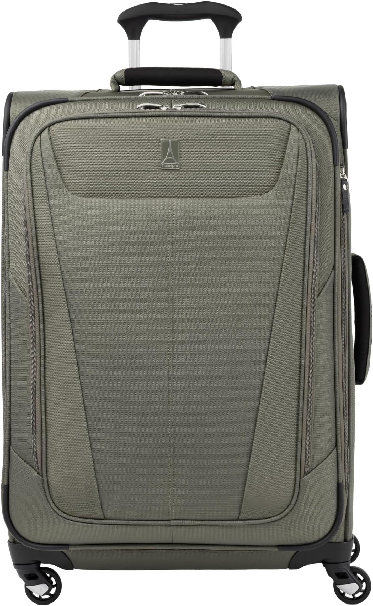 Maxlite 5 Softside Expandable Luggage with 4 Spinner Wheels, Lightweight Suitcase, Men and Women, Slate Green, Checked-Medium 25-Inch