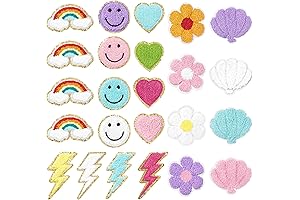 Kirako 24Pcs Preppy Lightning Bolt Iron on Patches