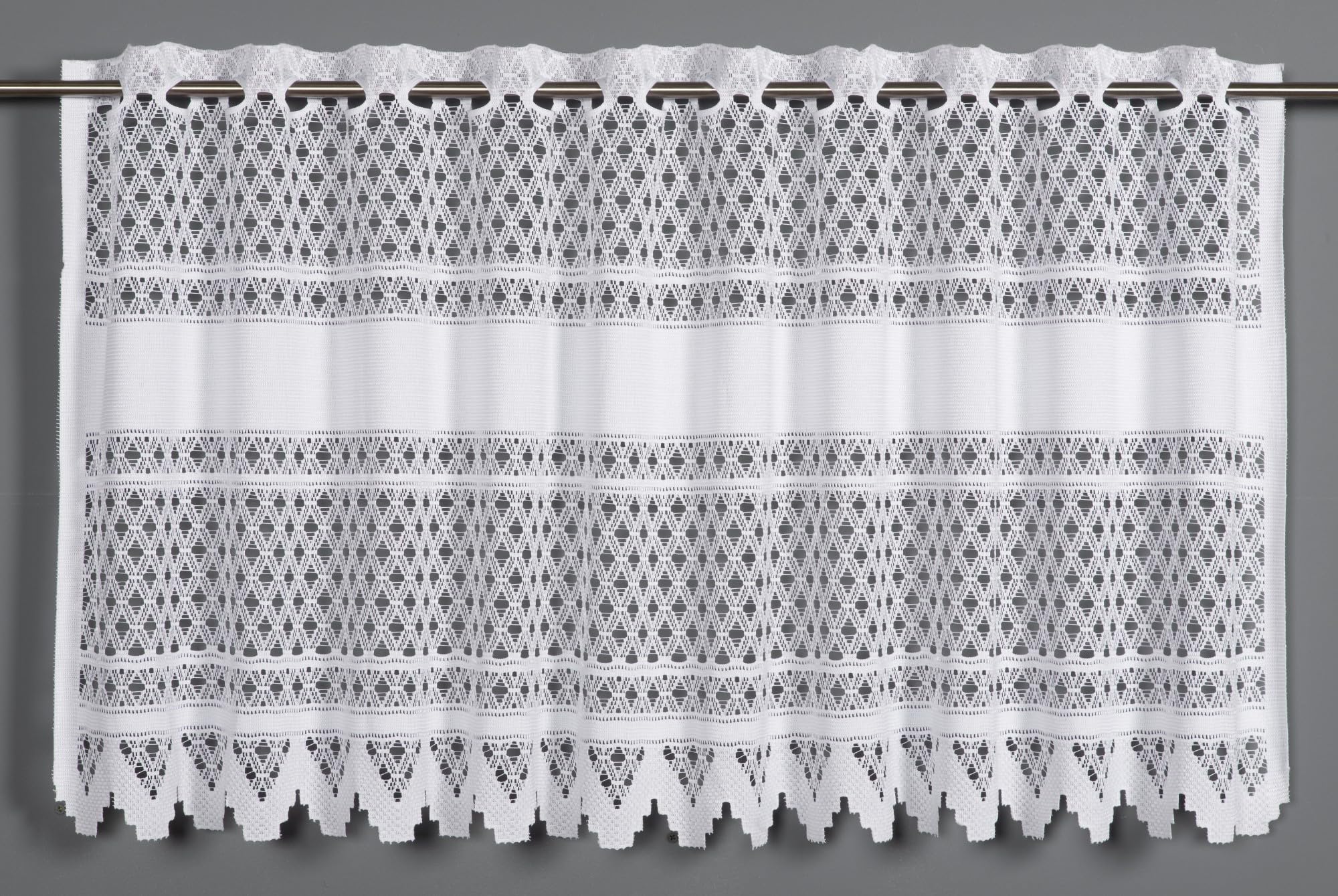 Sehlbach Bistrogardine Wirkjacquard klassisch, Weiß, 140 x 60 cm Bistrogardine, Klassisches Design, Transparenter Stoff, Einfache Befestigung, Öko-Tex Zertifiziert