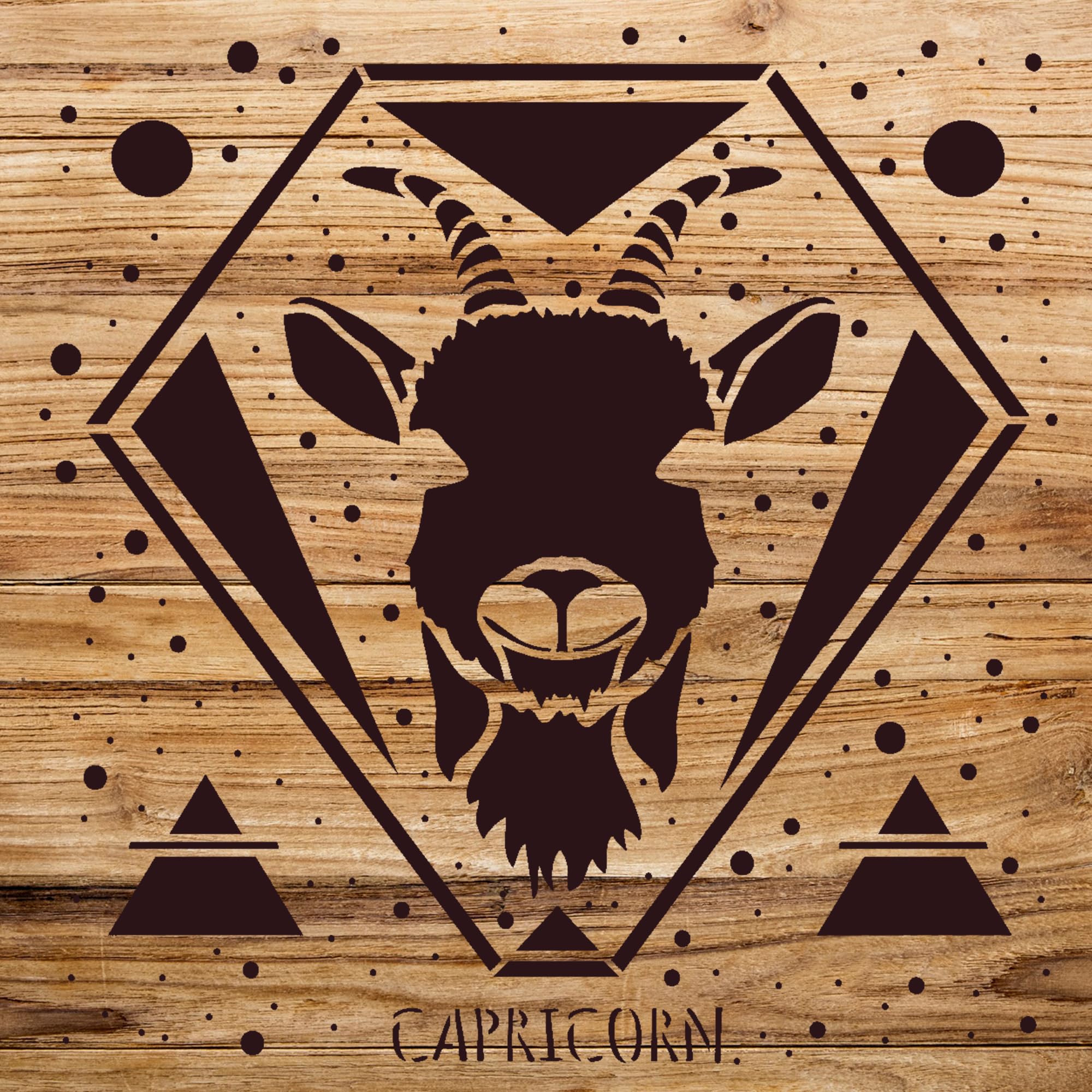 Capricorn Astrological Stencil for Walls and Crafts, Reusable Mylar Template, Celestial Design for Bedroom and Home Decor - Size A1 (23.4