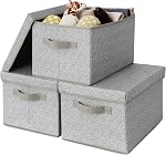 GRANNY SAYS Storage Bins with Lid, Foldable Storage Baskets for Shelves, Pack of 3 Fabric Storage Bin with Lid, Decorative Storage Boxes with Lids for Organizing Closet, Clothes Storage Box with Lid