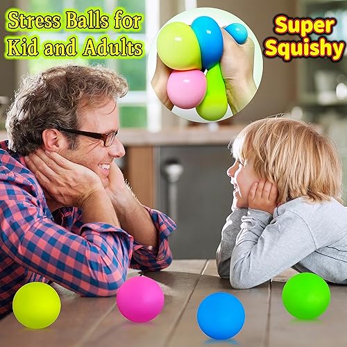 Miniatura 5 de 4 bolas de estrés que brillan en la oscuridad para niños, adolescentes y adultos, bolas adhesivas de 2.4 pulgadas, juguetes blandos para recuerdos
