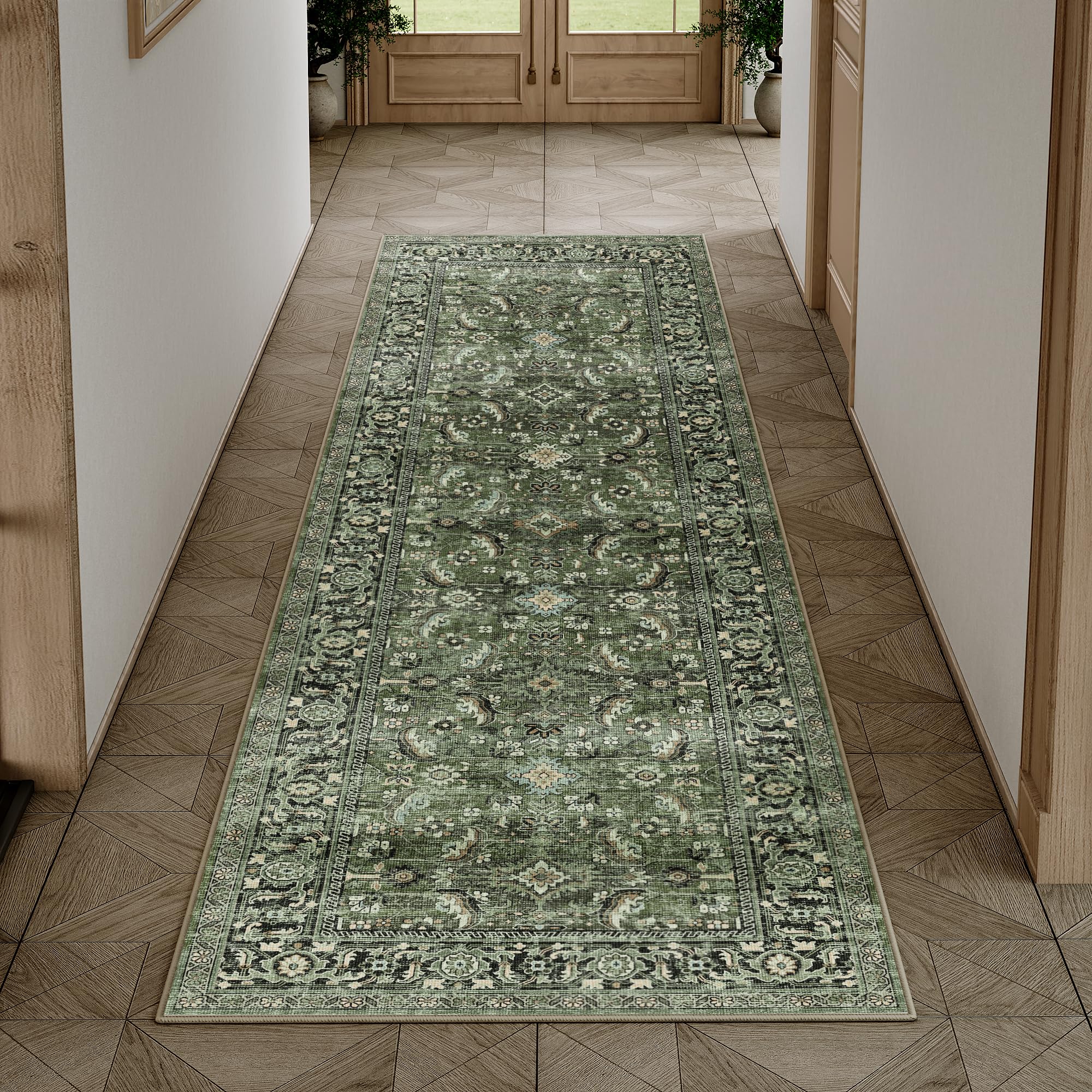 LYYK Tapijtloper voor keuken, antislip, wasbaar, modern, laagpolig, geometrisch, voor woonkamer, slaapkamer, hal, entree, badkamer, grijs, blauw, beige, rood, groen, 40 x 60 cm