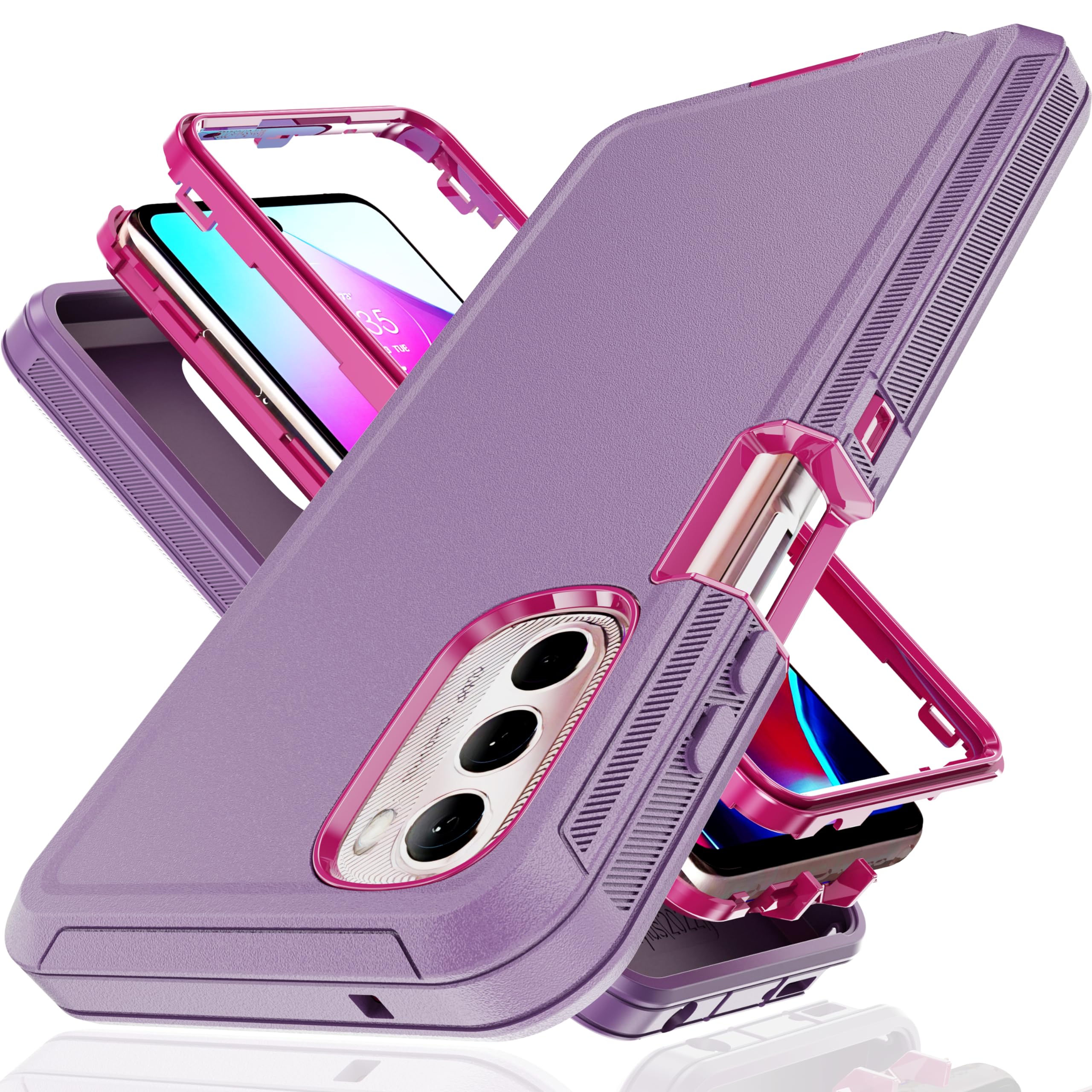 Coque Moto G Stylus 4G 2022 robuste triple couche violet rouge