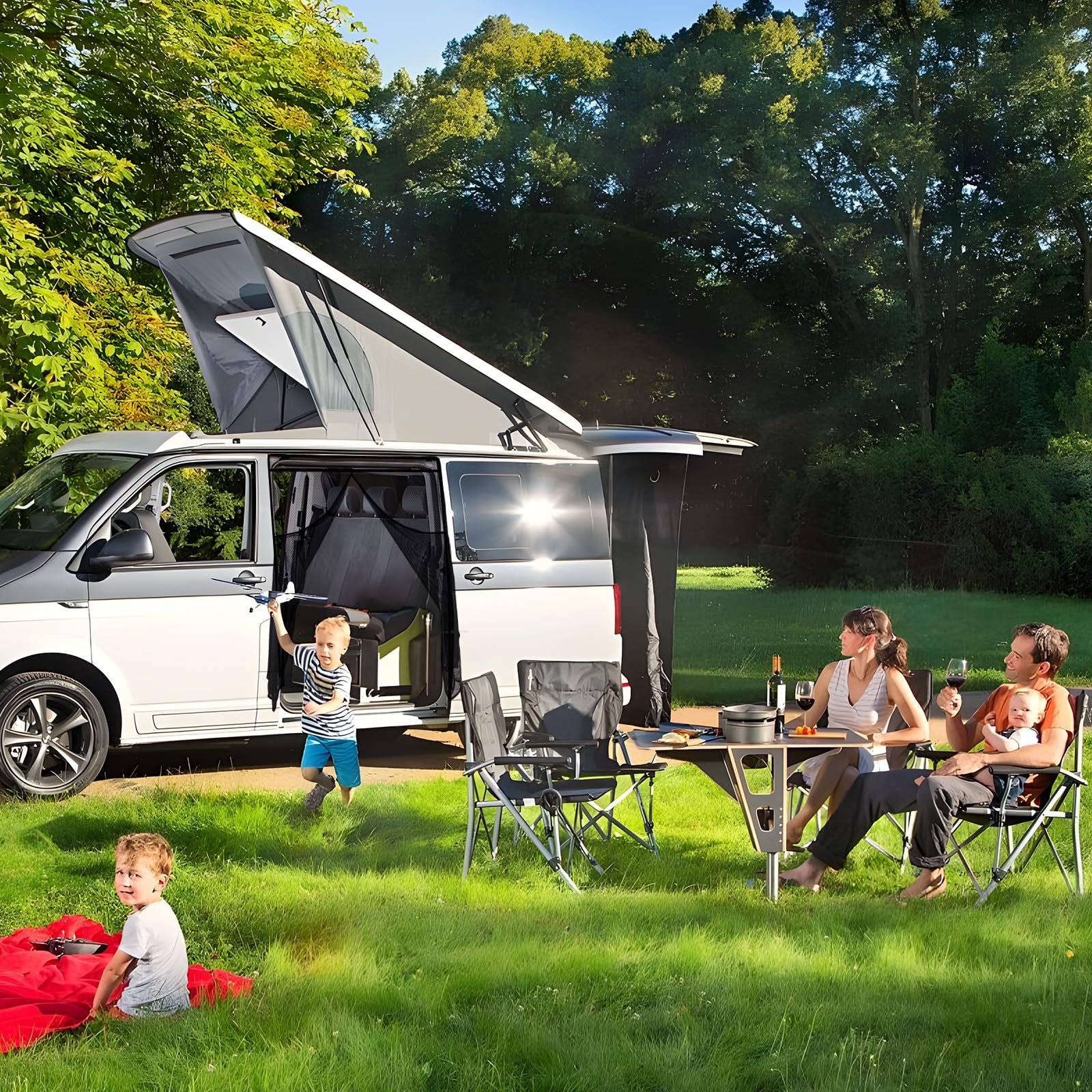 ZATOOTO Mosquitera Magnética para VW T5 T6 para Puerta Corredera - Cortinas Anti-Insectos para Camper Coche Furgonetas - Protección Solar Puerta Lateral Camping