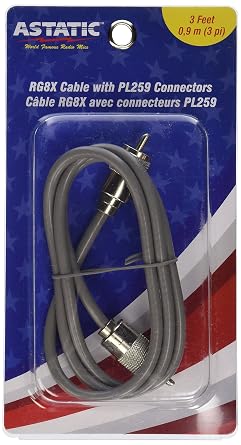 Astatic Mini 8 Coaxial Cable,3ft.,Gray 302-10268 - 1 Each