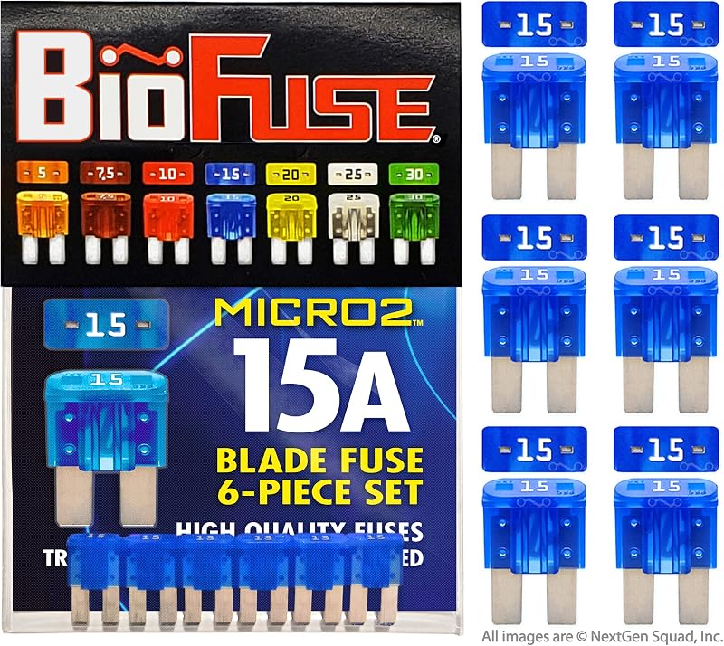 Fusível automotivo Micro2 APT ATR BIOFUSE 15 A azul – conjunto com 6 unidades