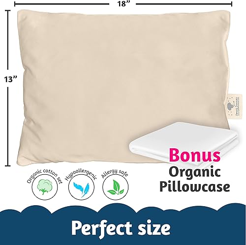 Miniatura 7 de Almohada orgánica para niños pequeños fabricada en los Estados Unidos y funda de almohada de algodón orgánico, almohada suave de algodón natural de