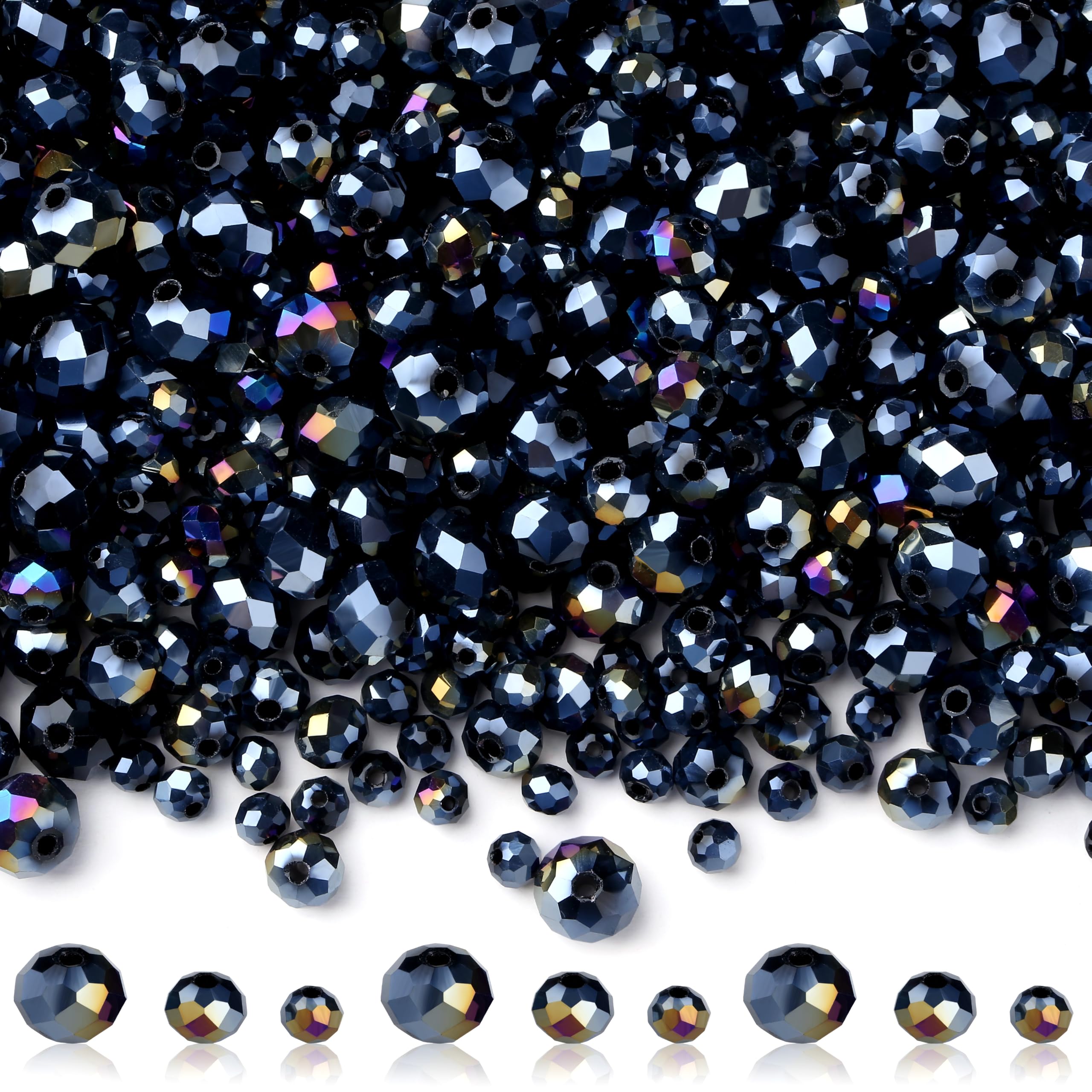 GUJOXILA 1100pcs AB Black Glass Beads for Jewellery Bracelet Making — image 1