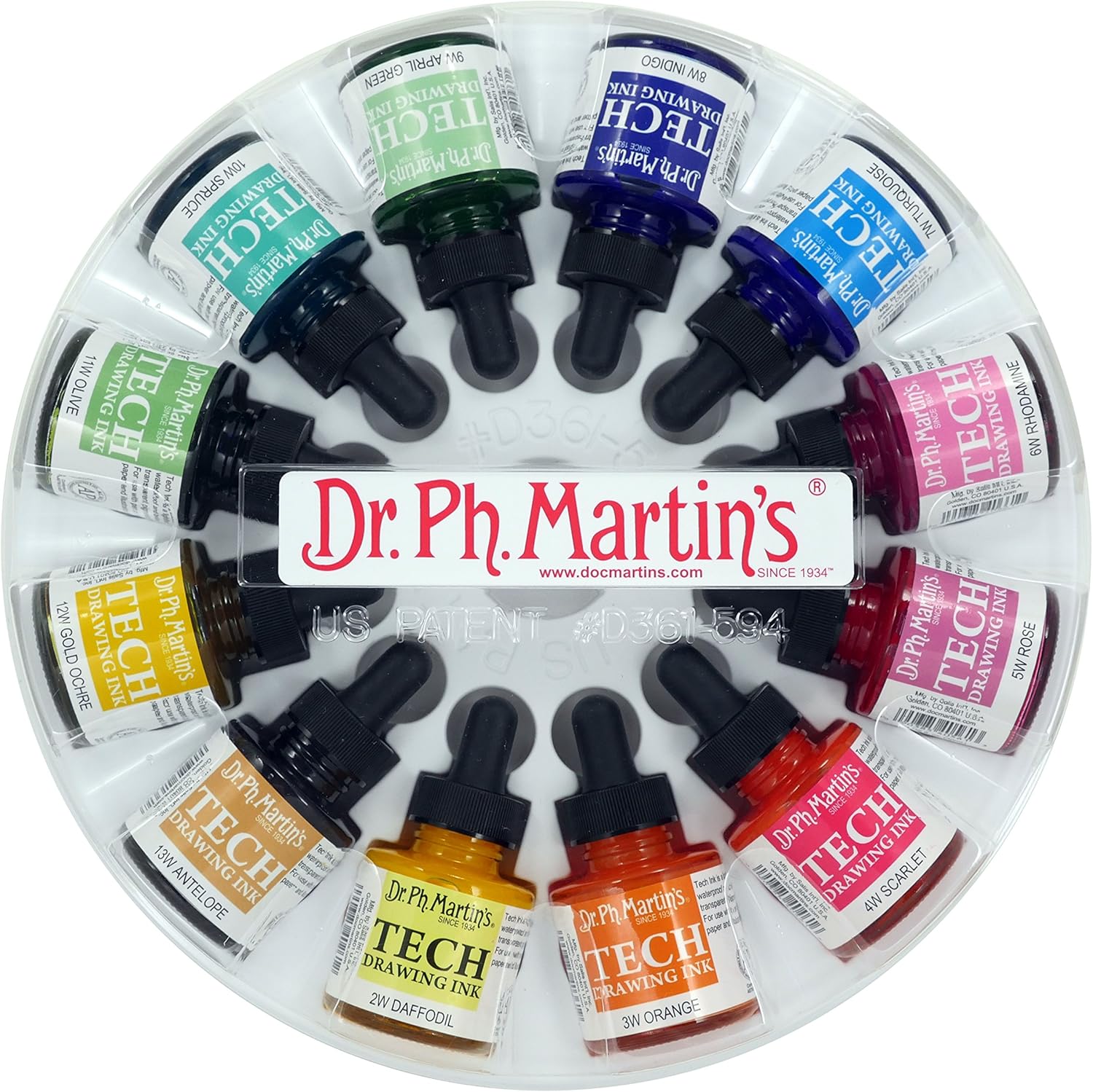 Dr. Ph. Martin's TECH Drawing Ink (Set 1) Ink Bottle, 1.0 oz, Set 1, 1 Bottle