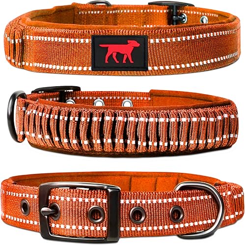 Miniatura 11 de Tuff Pupper Collar de perro resistente con asa Collar de nailon balístico resistente Collar de perro reflectante acolchado con herrajes de acero