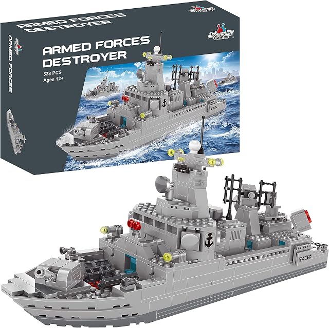 APOSTROPHE Games Navy Destroyer Building Block Set - 528 Pieces Navy Ship