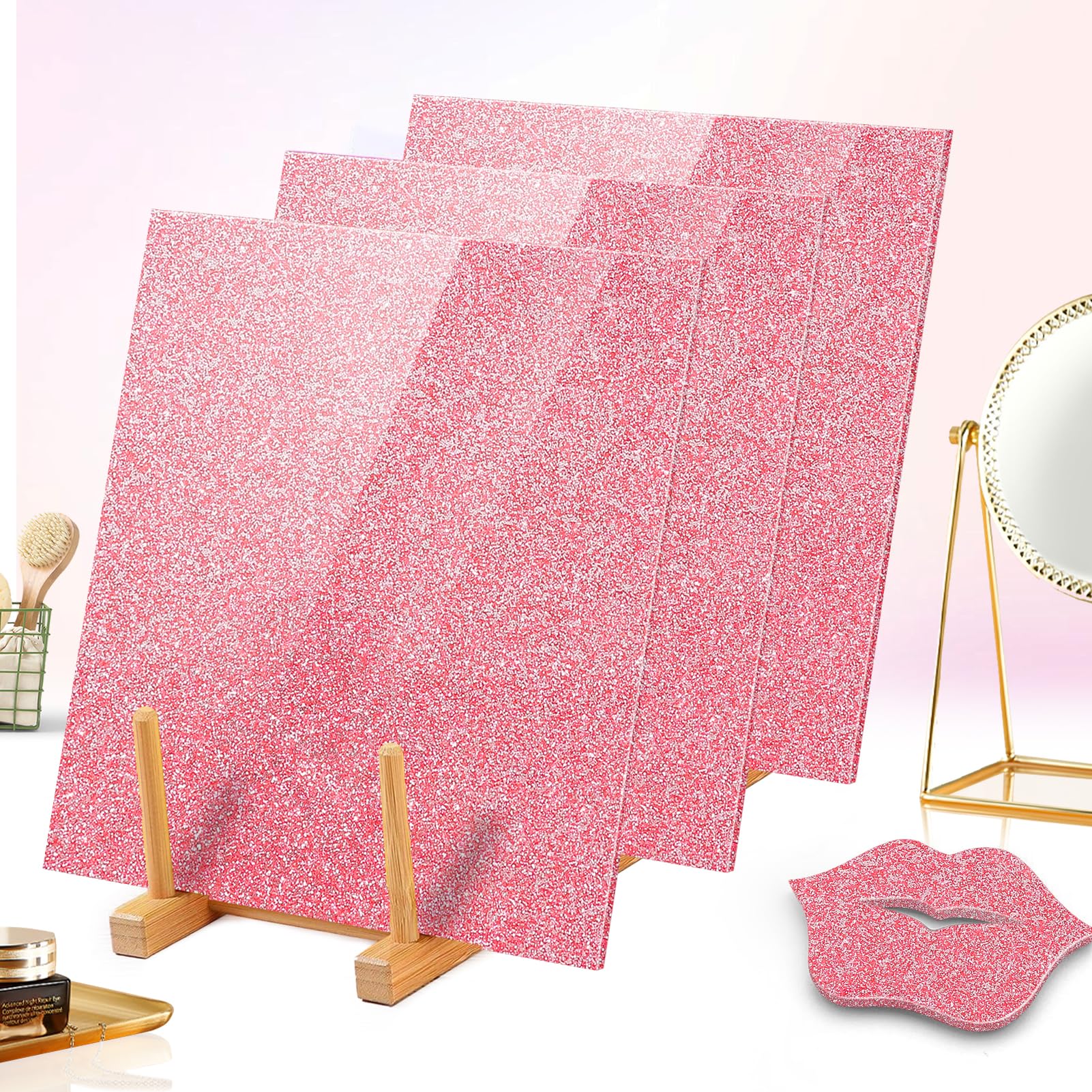Pink Glitter Acrylic Sheets - 3 Pack for Laser Cutting -6