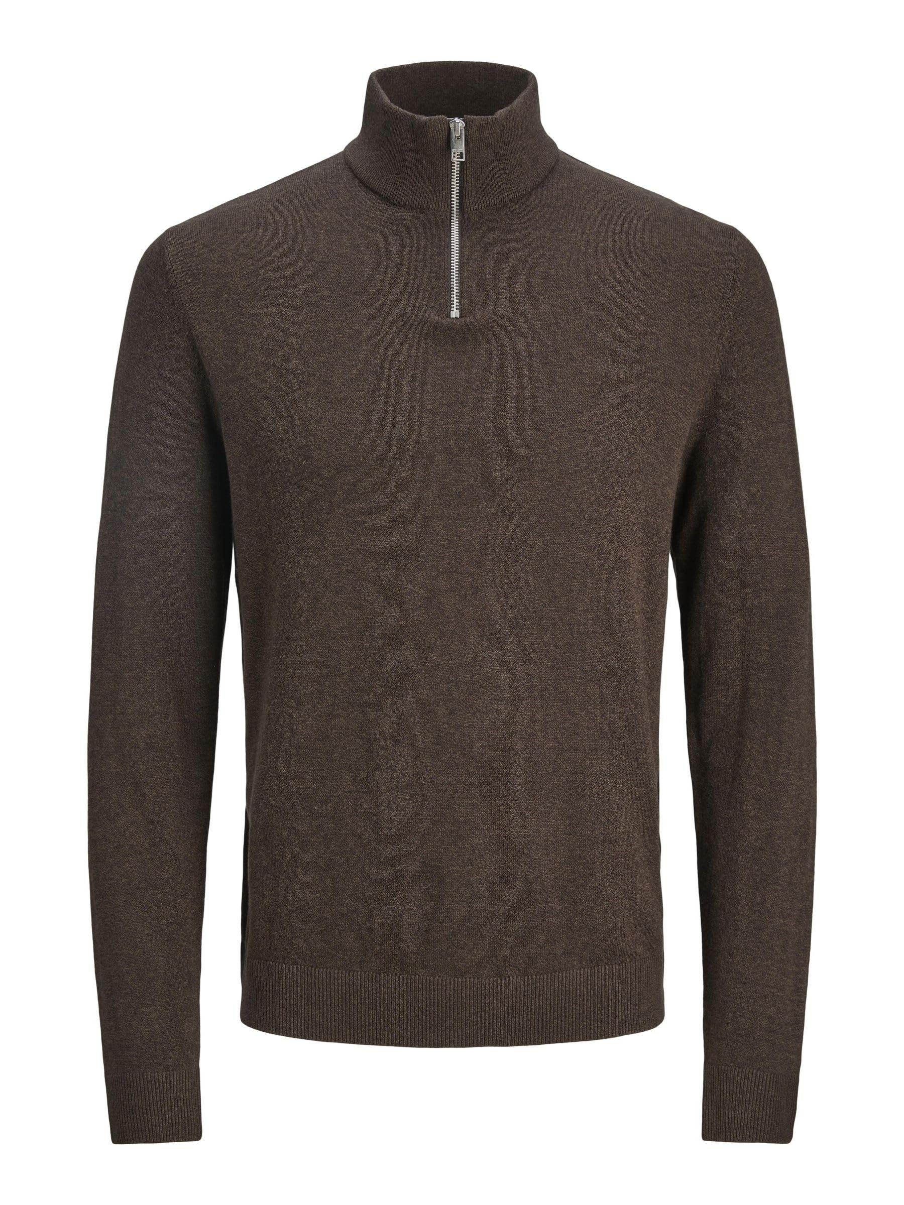 JACK & JONES Mens Jjebradley Half Zip Noos Sweatshirt, Dark Brown, XXL UK