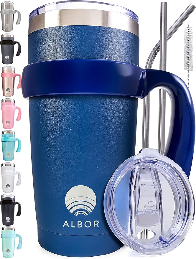 ALBOR Coffee Travel Mug with Handle 20oz/600ml Stainless Steel Travel