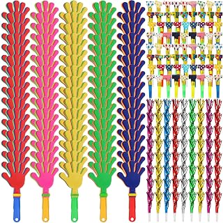 Party Noisemakers Set Bulk Includes Hand Clapper Noisemakers Glitter Fringed Paper Blowouts Musical Plastic Noisemakers Blowouts Horns Whistles for Kids Adults Fiesta Birthday Party Favor (224 Pcs)