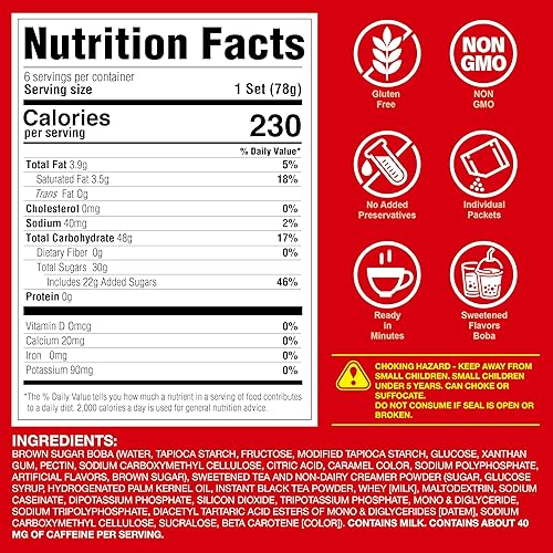 Miniatura 5 de J WAY Instant Boba Bubble Pearl - Juego de té de leche con auténtica tapioca Boba y azúcar moreno listo en menos de un minuto popotes de papel