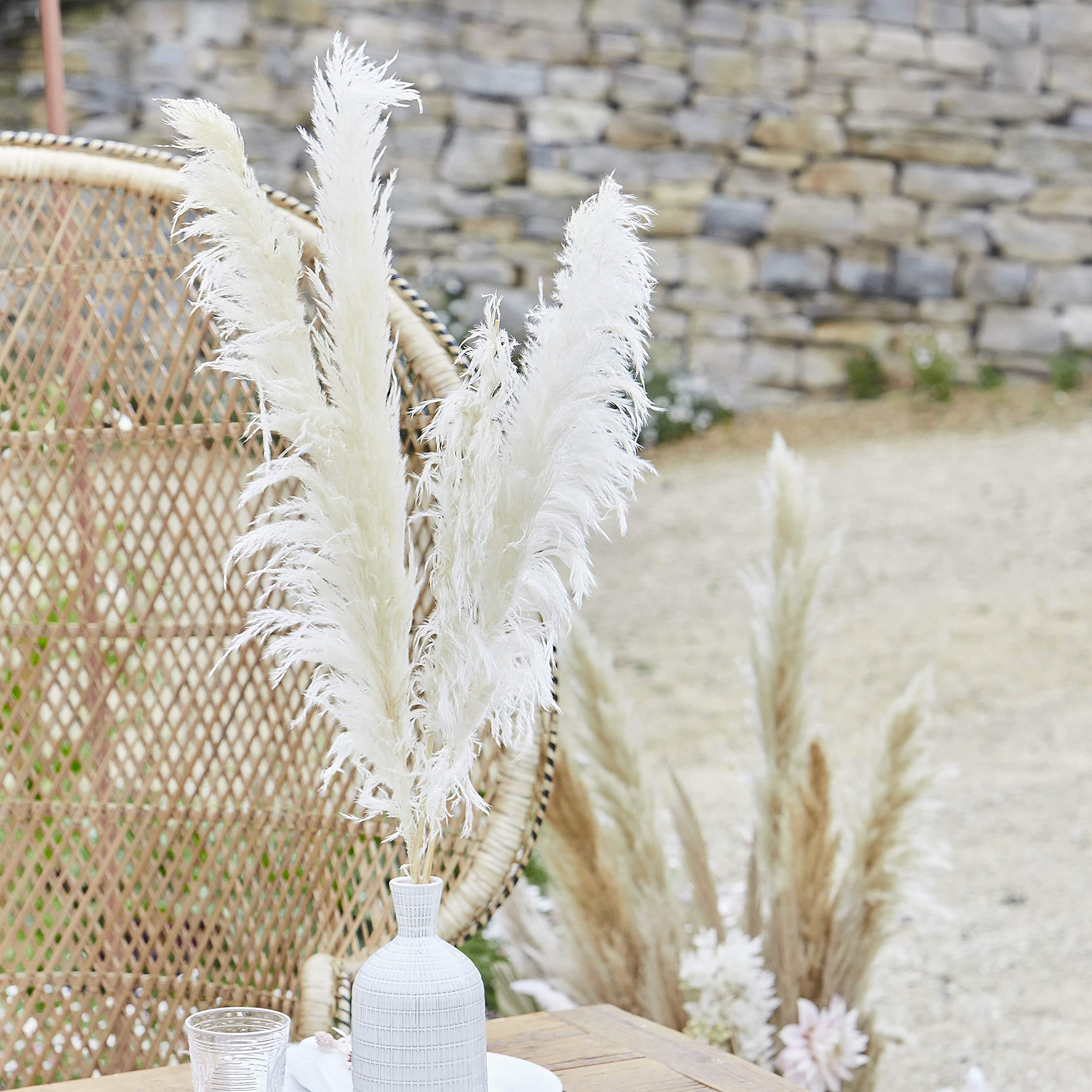 Ginger Ray Bleached Pampas Grass Decorations, 5 per pack