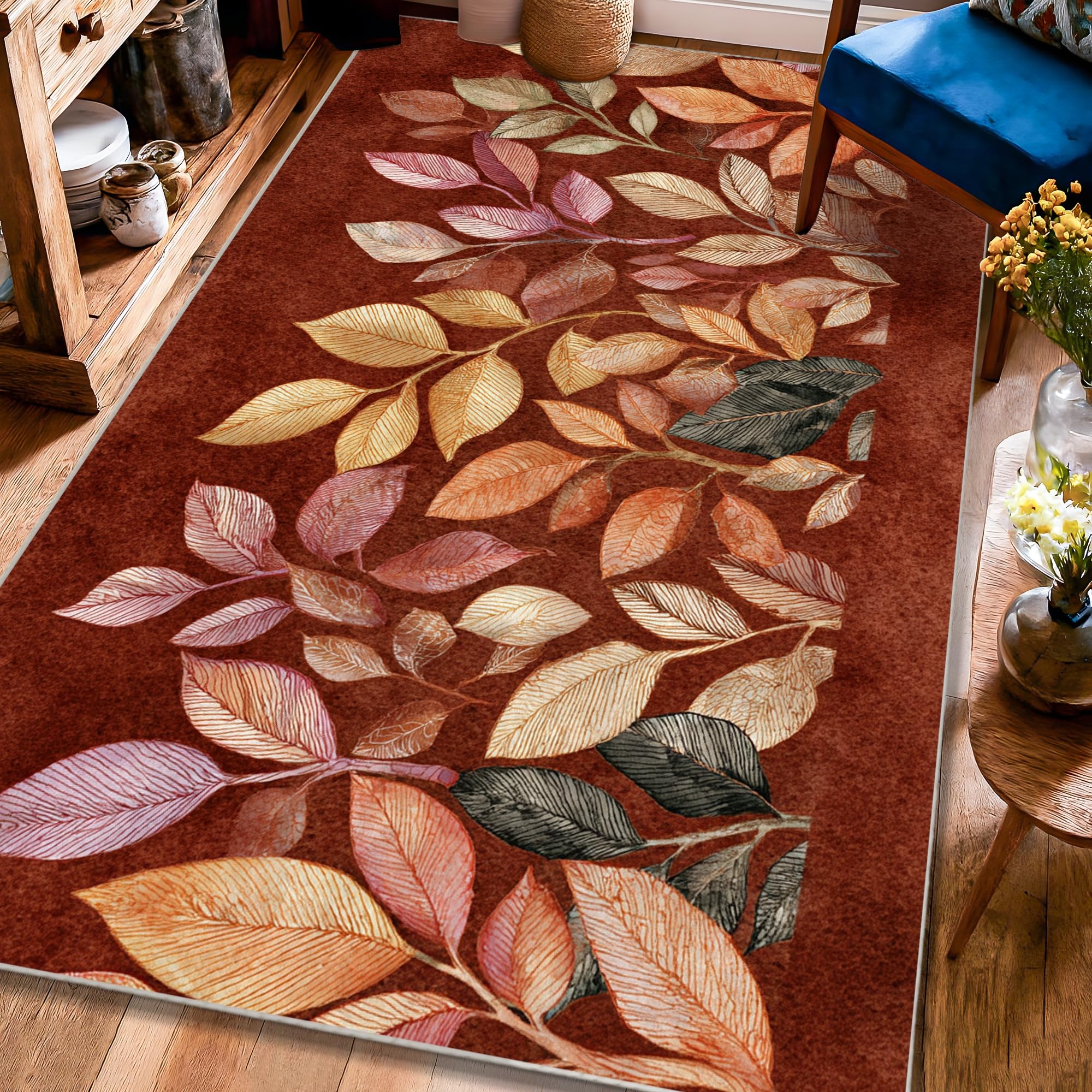 Tapis rectangulaire salon et chambre marron avec envers antidérapant
