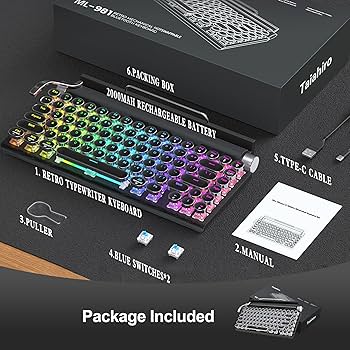 Retro Mechanical Keyboard 本体 Amazon.com: Typewriter Mechanical Gaming Keyboard and Mouse