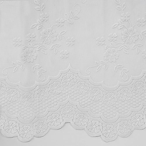 Miniatura 3 de Melody - Par de cortinas de encaje jacquard para ventana, 36 x 32 pulgadas, color blanco
