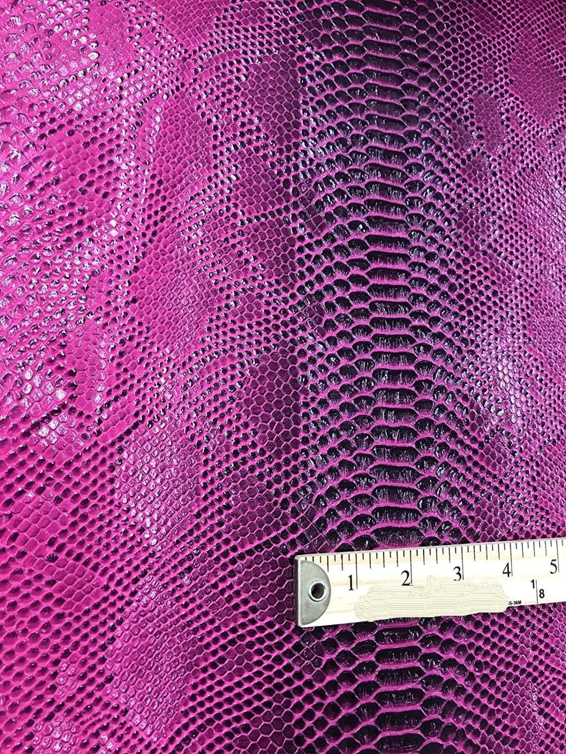 Magenta Faux Viper Snake Skin Vinyl-Faux Leather-3D Scales-Sold by The Yard.