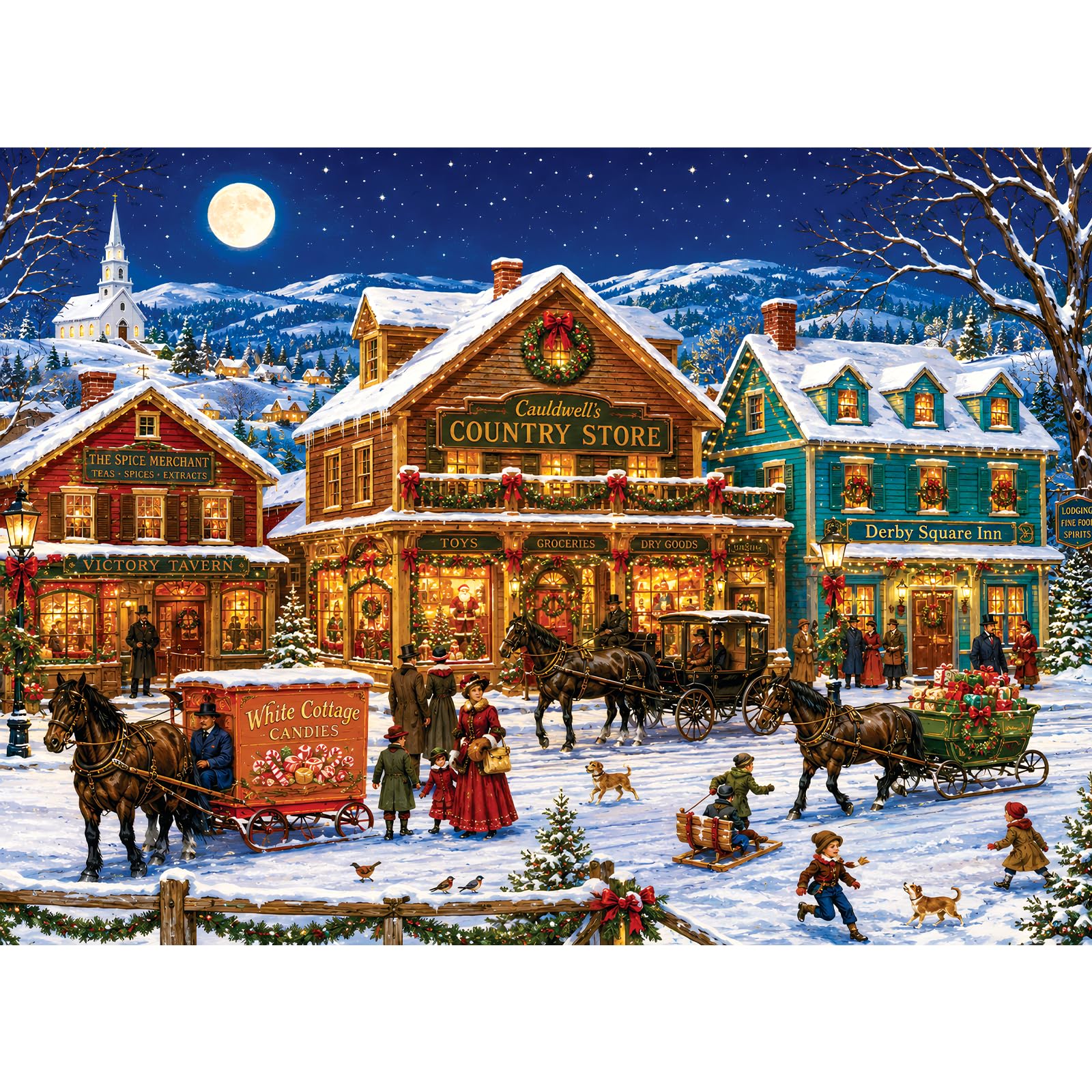 500 Piece Puzzle for Adults, Victorian Christmas Town Jigsaw Puzzle