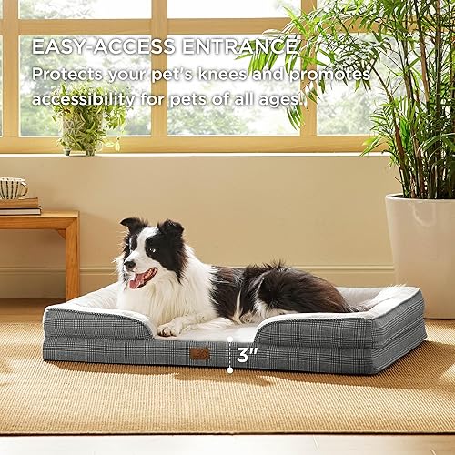 Vista 134 de Bedsure - Cama ortopédica mediana para perros, sofá cama impermeable para perros medianos, espuma de soporte con funda extraíble y lavable, forro