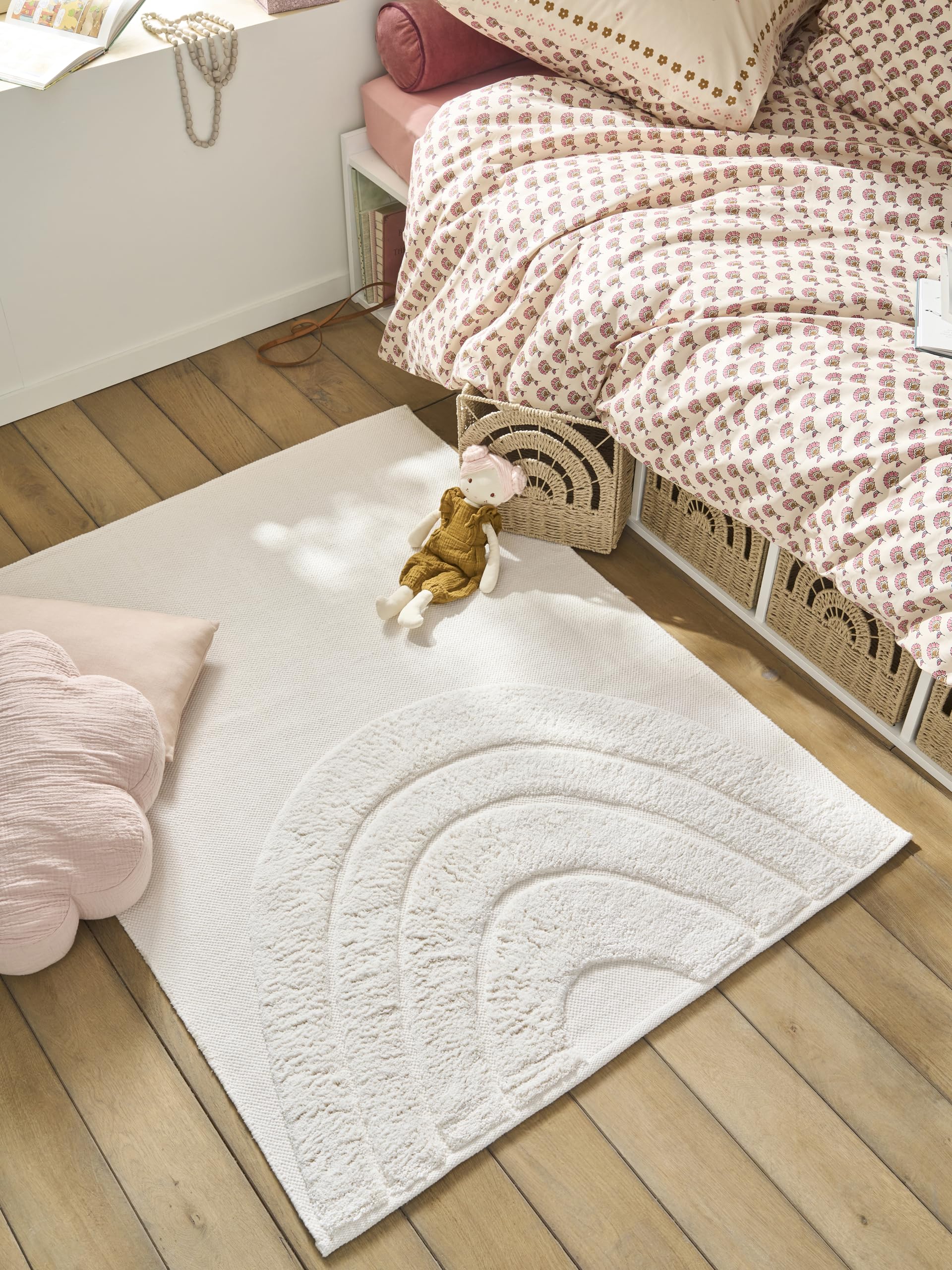 VERTBAUDET Tapis Rectangle Relief Arc-en-Ciel Viscose écru TU