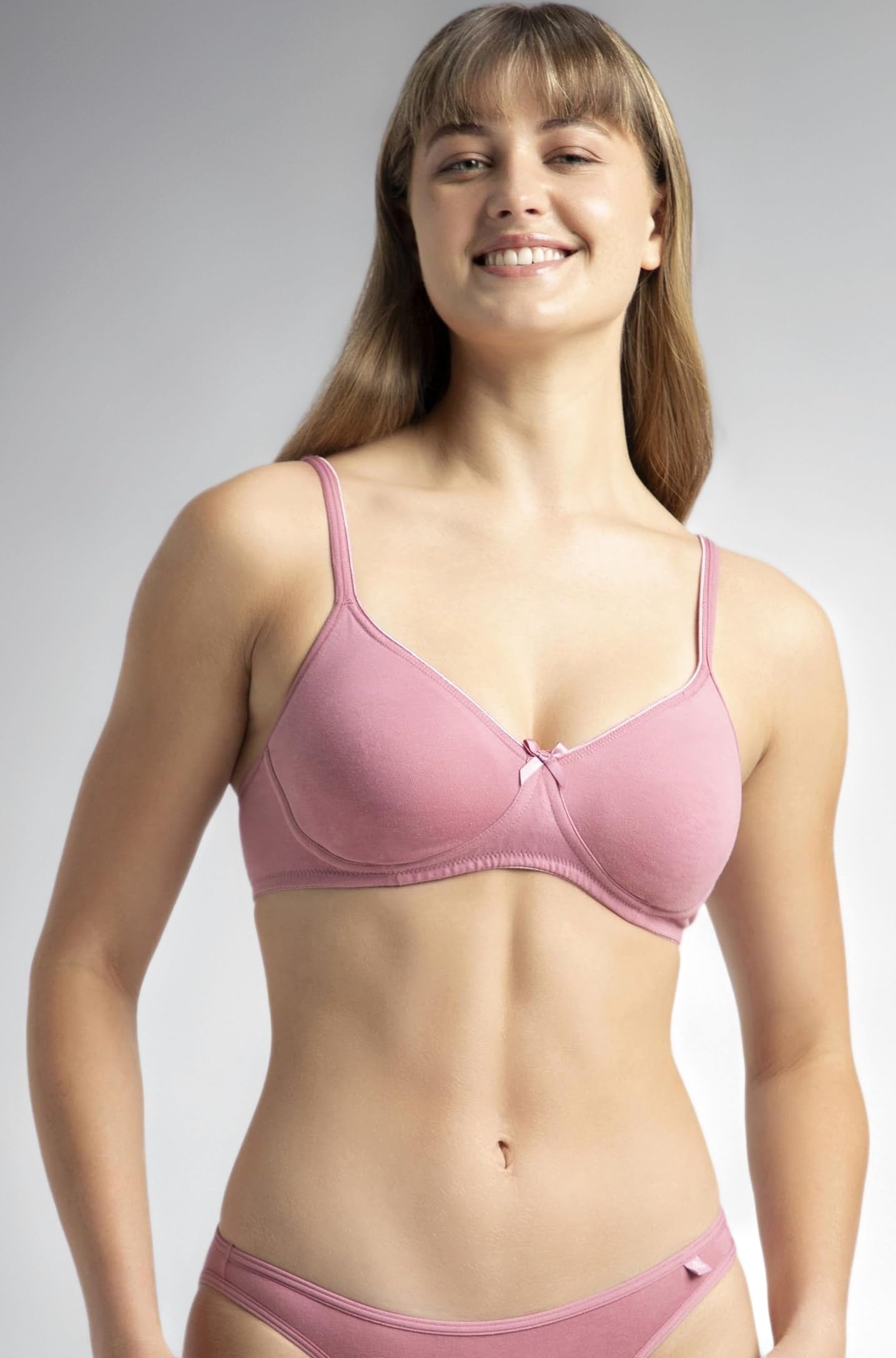 1722 Women's Wirefree Non Padded Super Combed Cotton Elastane Stretch Medium Coverage Everyday Bra with Concealed Shaper Panel and Adjustable Straps