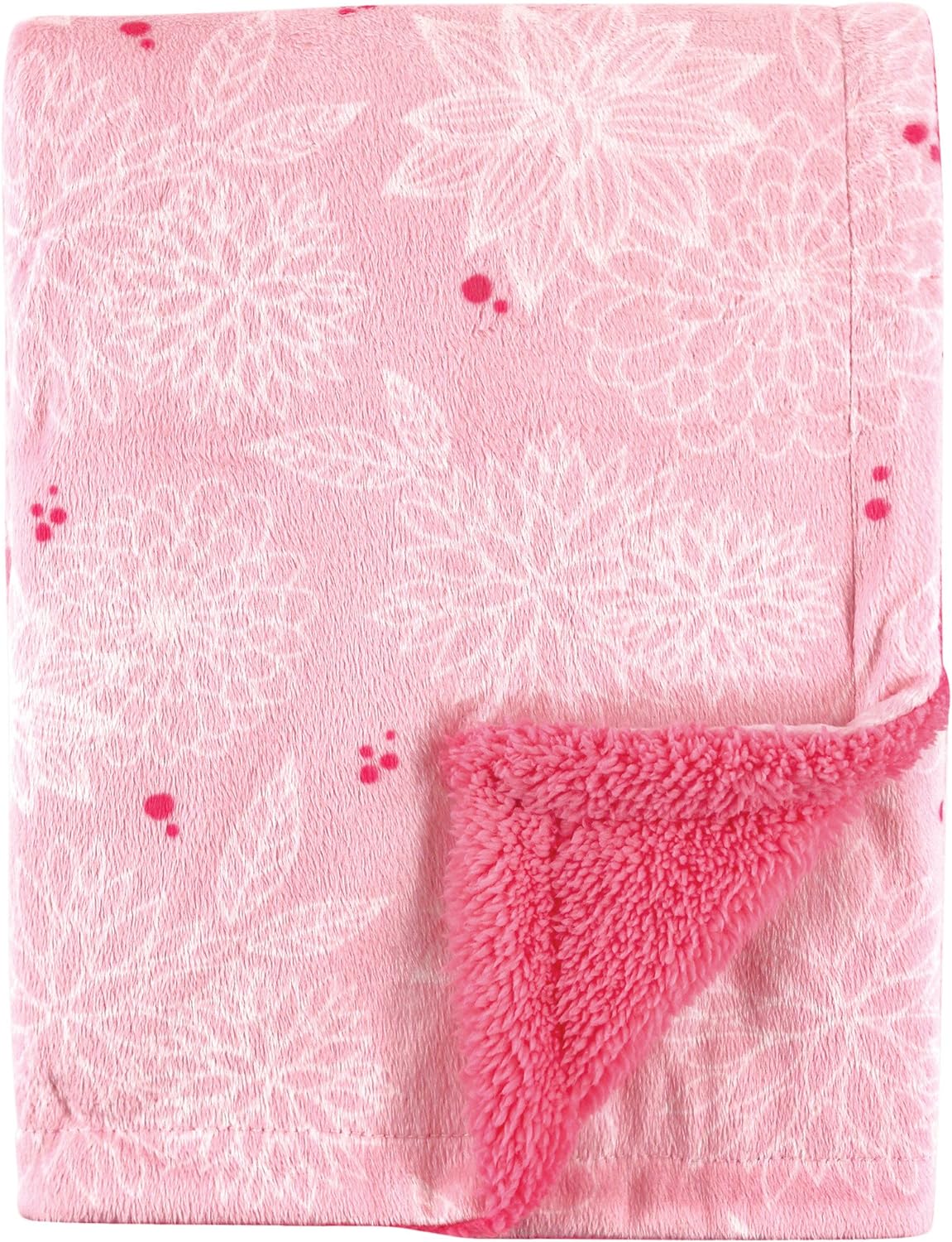 Hudson Baby Unisex Baby Plush Mink and Sherpa Blanket, Floral, One Size