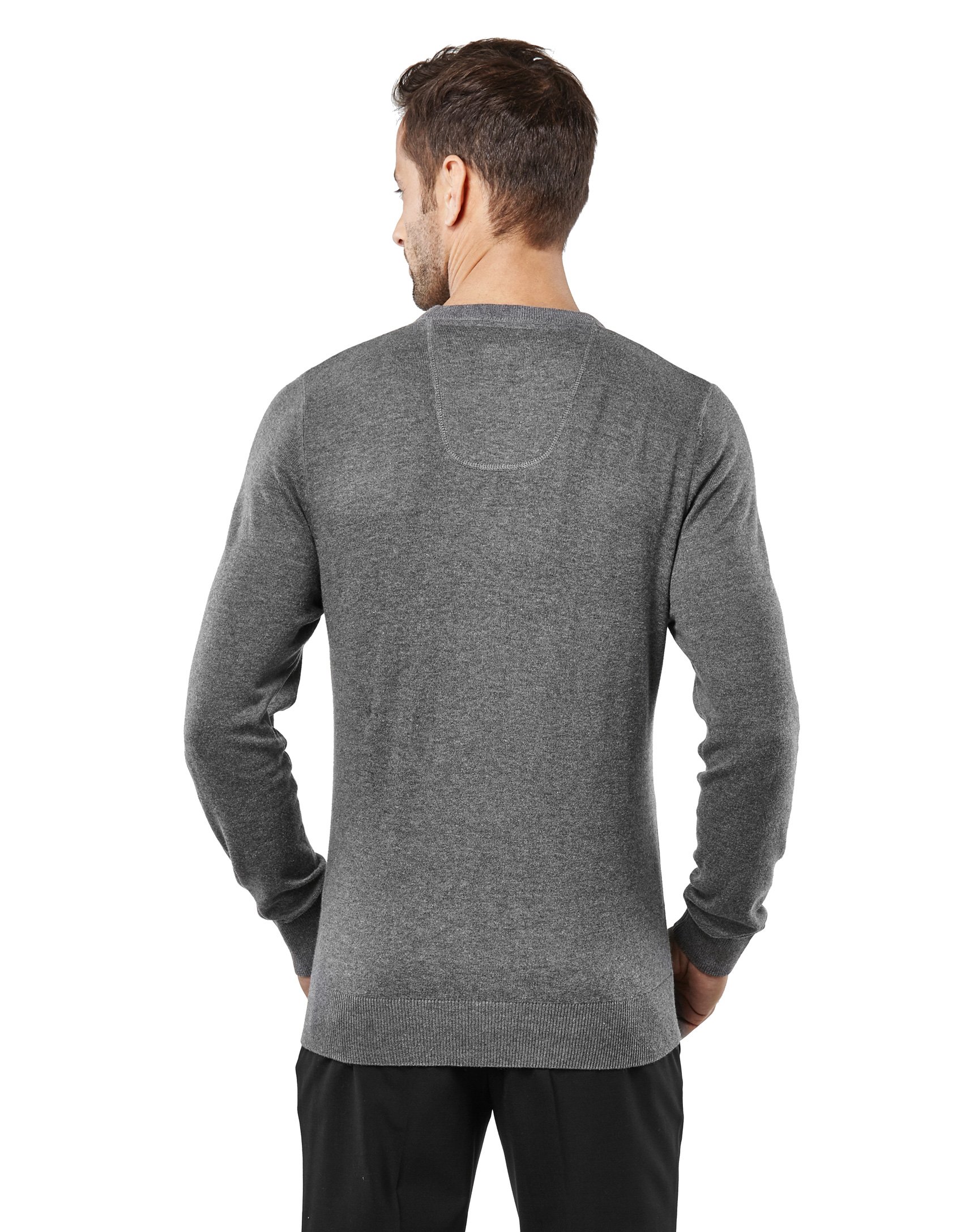 Vincenzo Boretti Maglione-Pullover Elegante da Uomo, Disegno Classico con Collo-a V, Manica-Lunga, Taglio Aderente/Slim-Fit, Caldo - Ideal per Inverno, Autunno, Mezza Stagione
