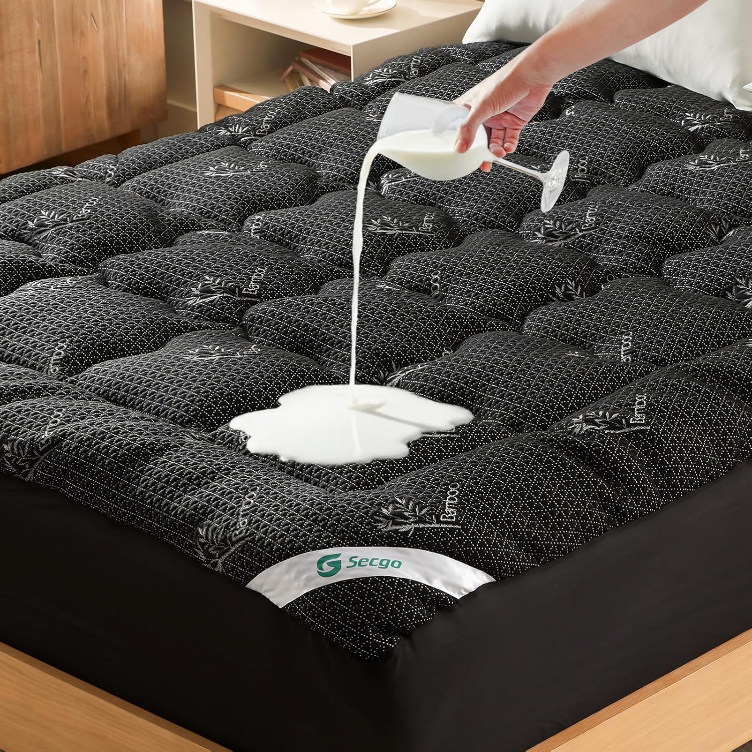 Premium 100% Waterproof Queen Mattress Topper, Breathable Mattress Pad, Rayon from Bambo Bed Protector, Deep Pocket Sheet Cover 8"-21"