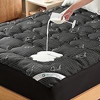 Vista 9 de Cubrecolchón prémium 100% impermeable tamaño Queen, transpirable, protector de cama de rayón de bambú, funda de sábana de bolsillo profundo de 8 a
