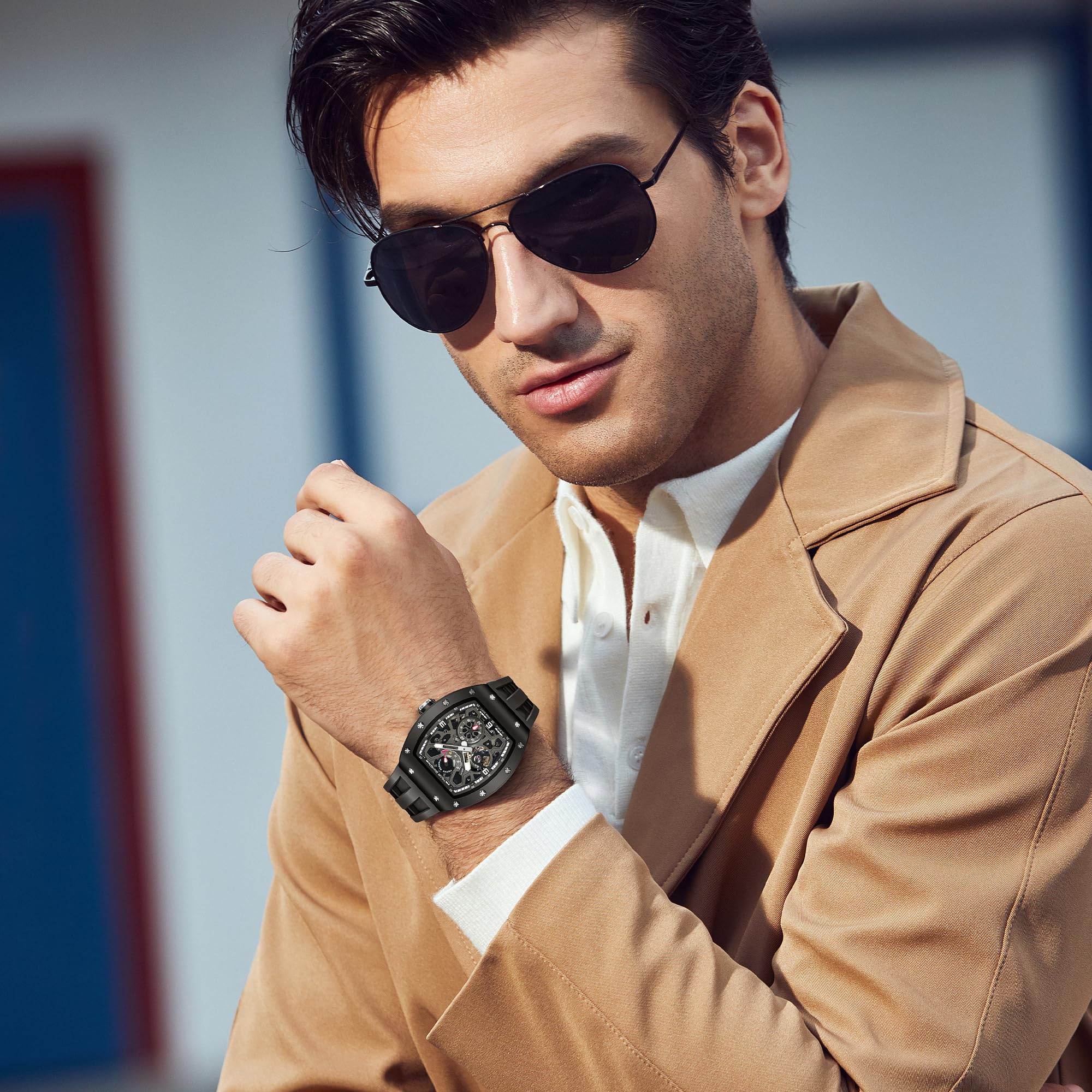 TSAR BOMBA Montre de Luxe Pour Homme Mouvement mécanique Automatique Japonais Cristal Saphir Etanche à 50M Ultra léger Fibre de Carbone Cadeau d'affaires Unique Montre analogique Lumineuse Mode