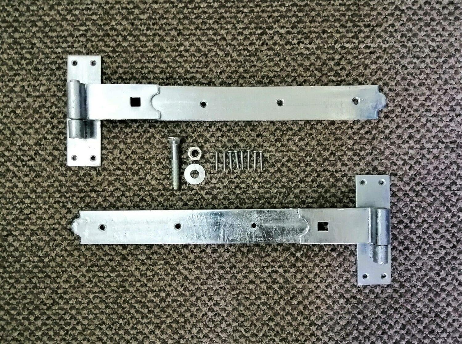 Infinity Decor 18" 24" Cranked or Straight Heavy Duty Hook and Band Gate Hinges Drop Bolt Set - Black/Zinc (2x18' Hinge+Drop Bolt Straight, Black)